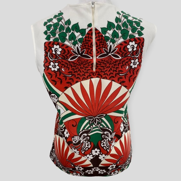 Vintage 70s Groovy Psychedelic Floral Butterfly Sleeveless Top - Picture 8 of 8